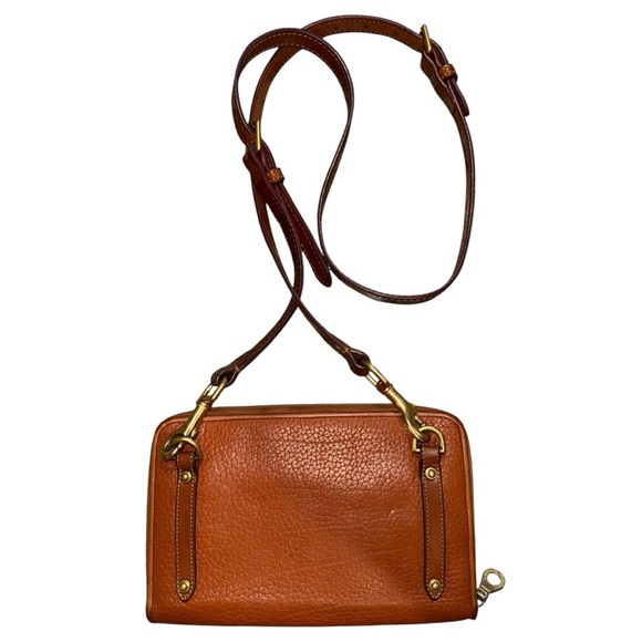 Rare Vintage 1980s Dooney & Bourke All Weather Leather Tan Crossbody Purse - Picture 2 of 16